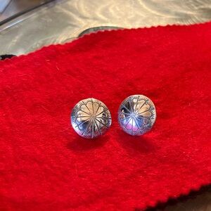 Elegant Native American Concho Silver Earrings